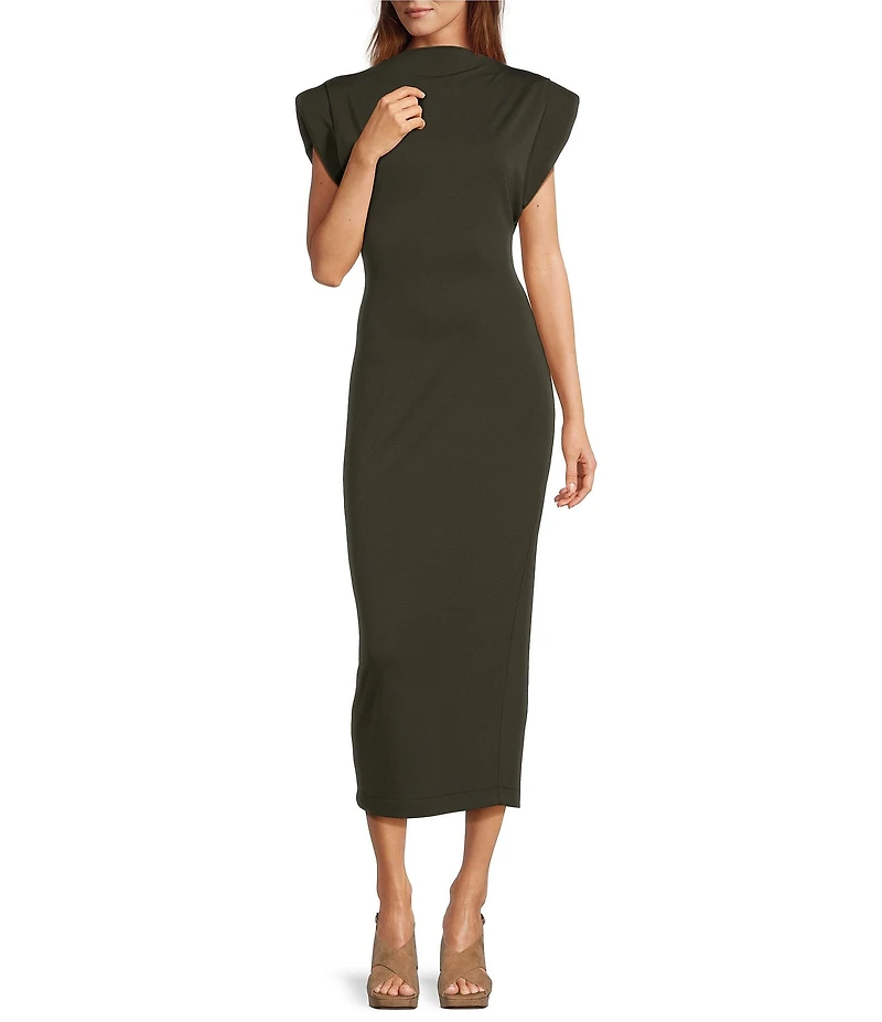 Antonio Melani Harper Mock Neck Cap Sleeve Midi Sheath Dress