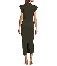 Antonio Melani Harper Mock Neck Cap Sleeve Midi Sheath Dress