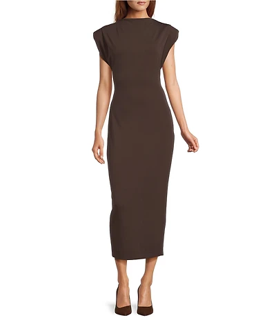 Antonio Melani Harper Mock Neck Cap Sleeve Midi Sheath Dress