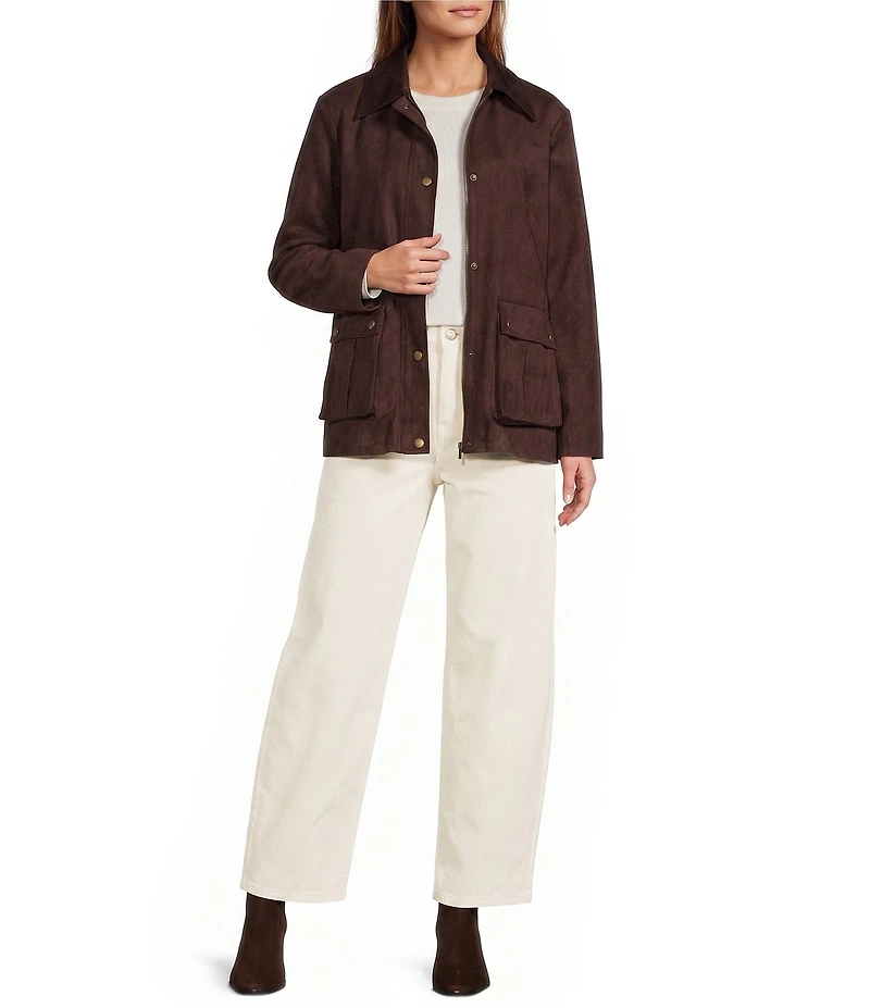 Antonio Melani Heidi Faux Suede Point Collar Long Sleeve Coordinating Barn Jacket