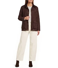 Antonio Melani Heidi Faux Suede Point Collar Long Sleeve Coordinating Barn Jacket
