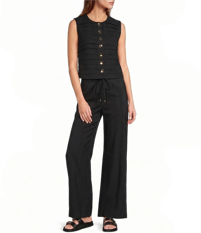 Antonio Melani Helena Button Front Jewel Neckline Ruffle Blouse