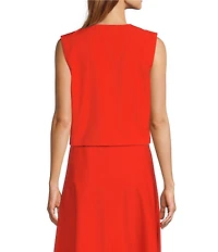 Antonio Melani Helena Button Front Jewel Neckline Ruffle Blouse