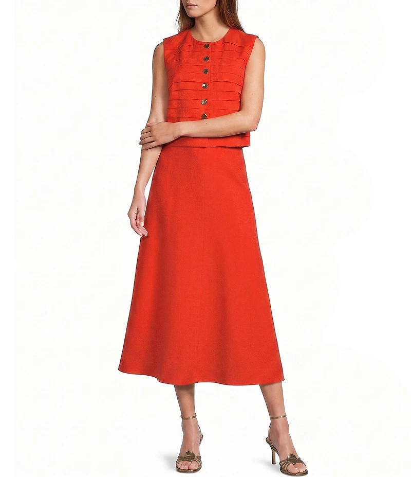Antonio Melani Helena Button Front Jewel Neckline Ruffle Blouse