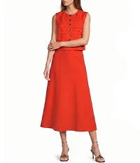 Antonio Melani Helena Button Front Jewel Neckline Ruffle Blouse