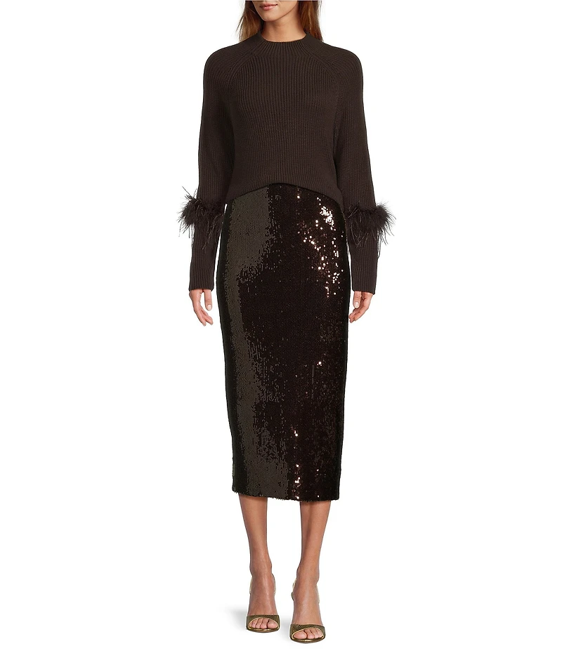 Antonio Melani Iman Sequin Pencil Midi Skirt