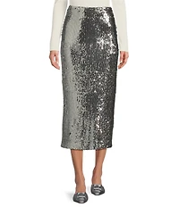 Antonio Melani Iman Sequin High Rise Pencil Midi Skirt