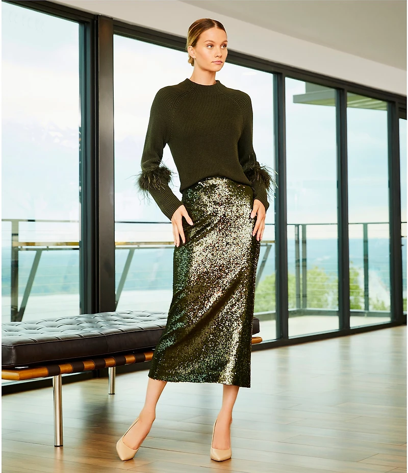 Antonio Melani Iman Sequin Pencil Midi Skirt
