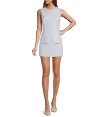 Antonio Melani Indie Coordinating Crew Neck Button Front Vest