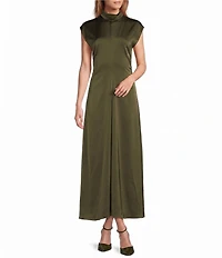 Antonio Melani Indy Satin Mock Neckline Sleeveless Dress