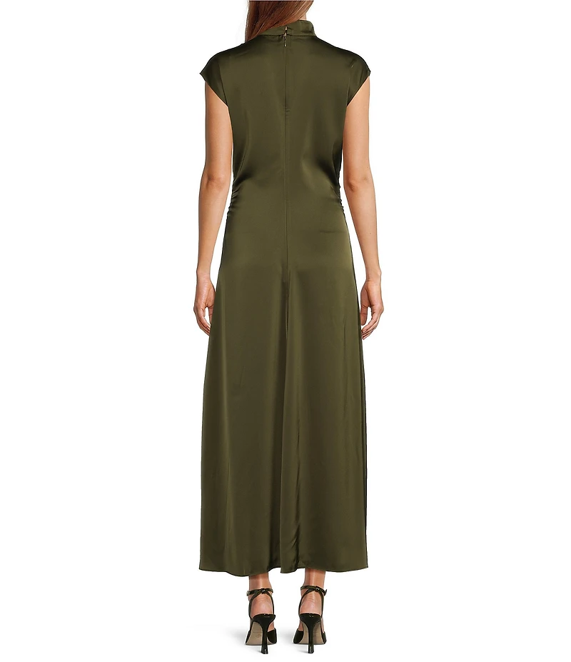 Antonio Melani Indy Satin Mock Neckline Sleeveless Dress
