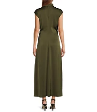 Antonio Melani Indy Satin Mock Neckline Sleeveless Dress