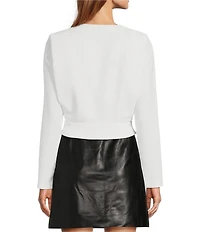 Antonio Melani Ira Crepe V-Neck Dropped Long Sleeve Ruched Wrap Blouse