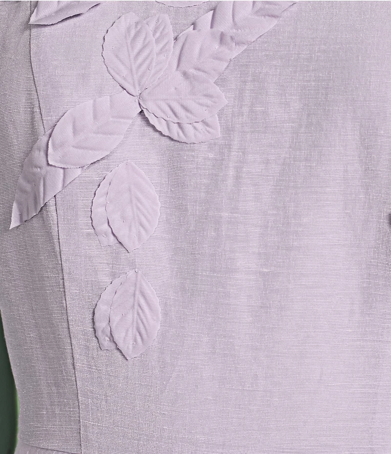 Antonio Melani Iris Linen Floral Mockneck Short Sleeve Dress