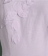 Antonio Melani Iris Linen Floral Mockneck Short Sleeve Dress