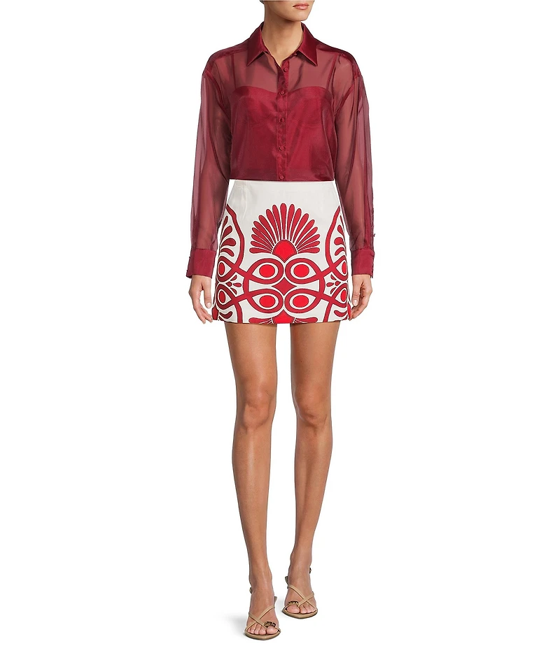 Antonio Melani Izzy Printed Linen Blend Skirt