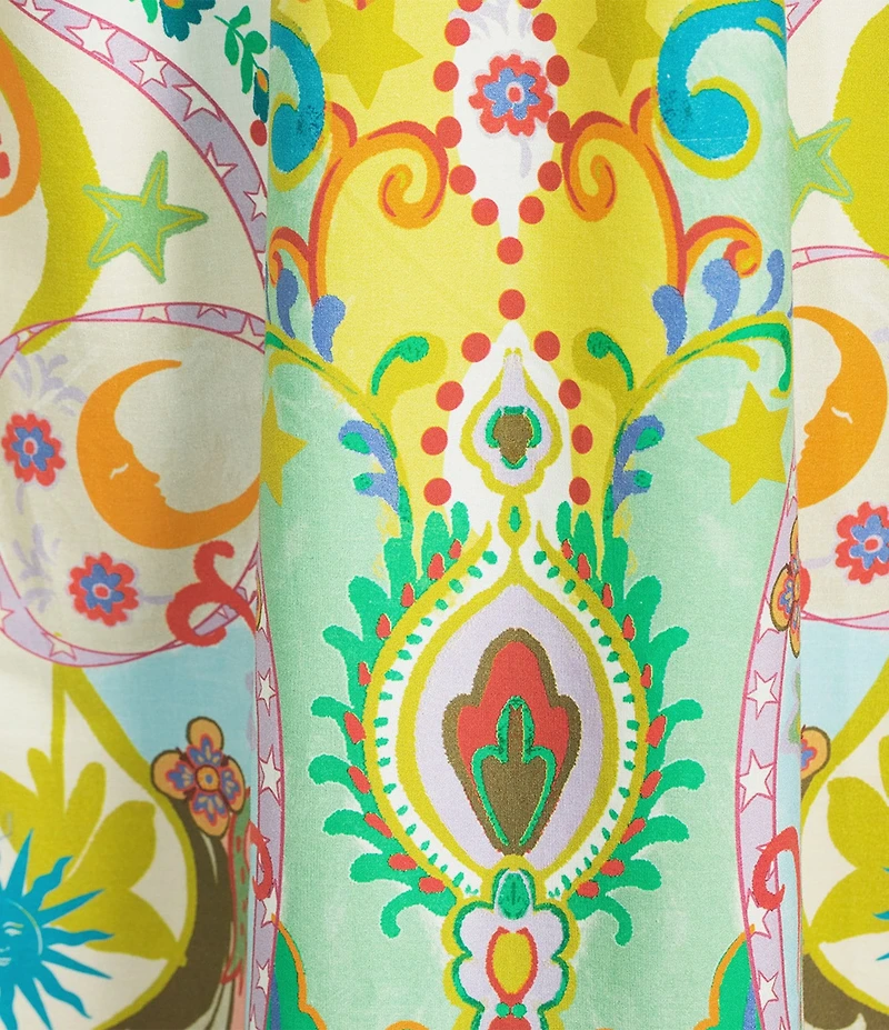 Antonio Melani Jackie Cotton Sateen Scarf Print Short Sleeve Keyhole Maxi Dress