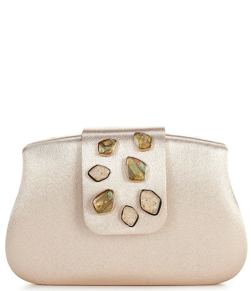 Antonio Melani Jackie Satin Stone Minaudiere Clutch Bag