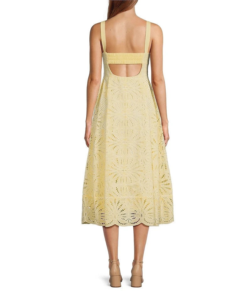 Antonio Melani Jayden Eyelet Sweetheart Neckline A-Line Midi Dress
