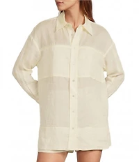 Antonio Melani Jenna Ramie Point Collar Button Front Long Sleeve Coordinating Shirt
