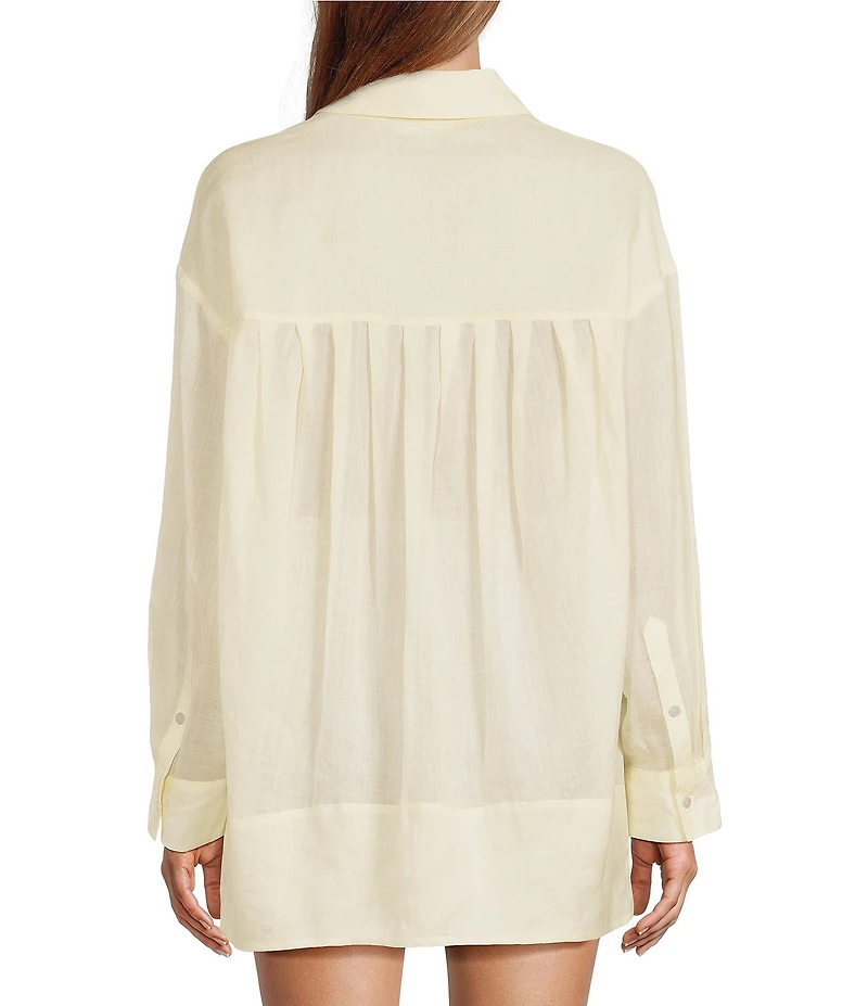 Antonio Melani Jenna Ramie Point Collar Button Front Long Sleeve Coordinating Shirt