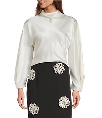 Antonio Melani Jessa Long Sleeve Mock Neckline Silk Blouse