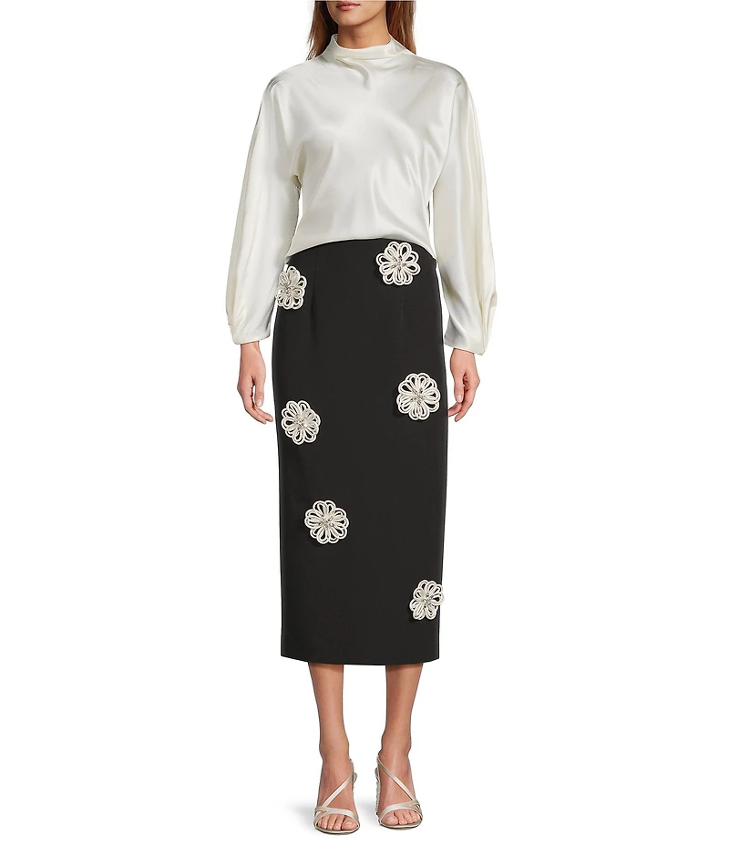 Antonio Melani Jessa Long Sleeve Mock Neckline Silk Blouse