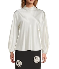 Antonio Melani Jessa Long Sleeve Mock Neckline Silk Blouse