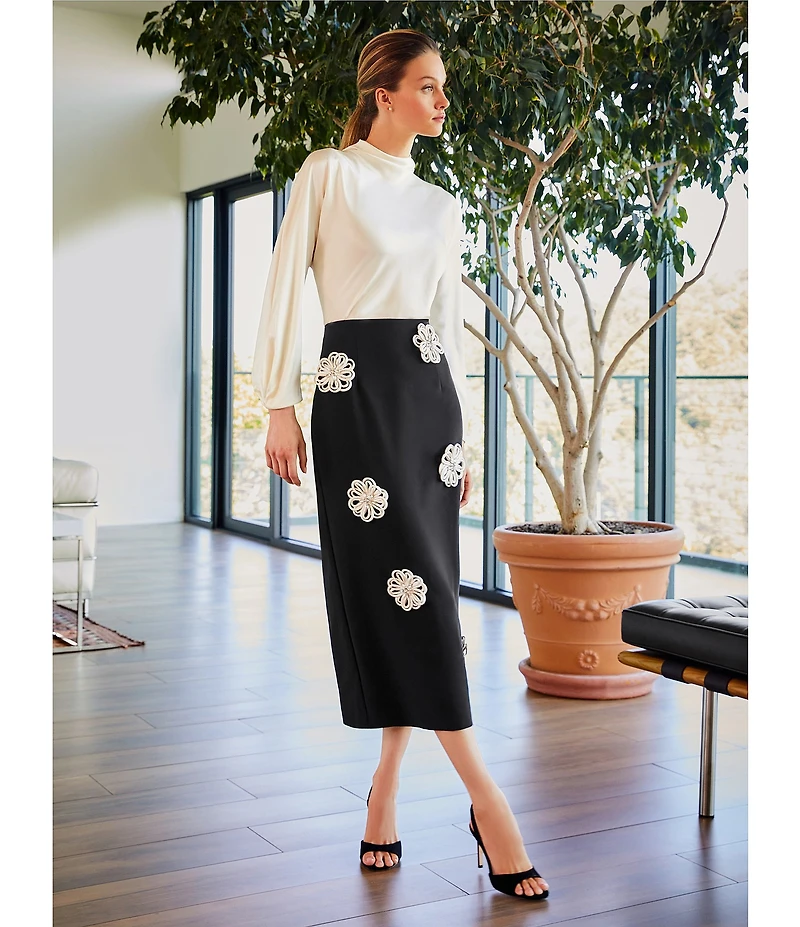 Antonio Melani Jessa Long Sleeve Mock Neckline Silk Blouse