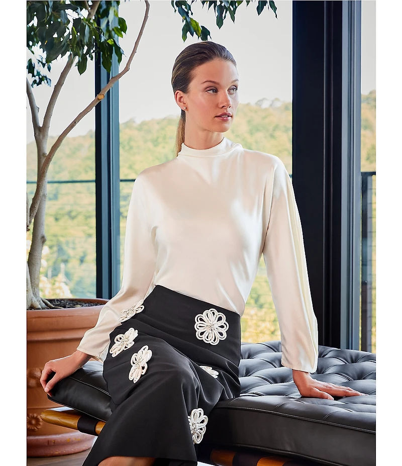 Antonio Melani Jessa Long Sleeve Mock Neckline Silk Blouse