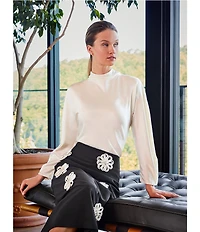 Antonio Melani Jessa Long Sleeve Mock Neckline Silk Blouse