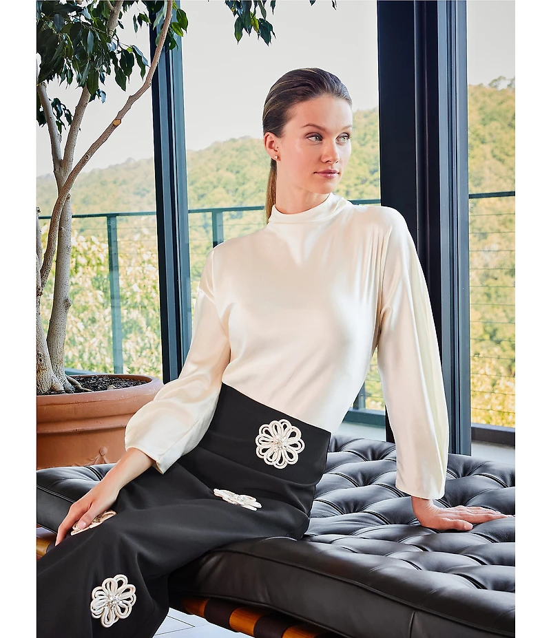 Antonio Melani Jessa Long Sleeve Mock Neckline Silk Blouse