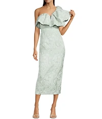 Antonio Melani Jordyn Jacquard One Shoulder Oversized Puff Sleeve Midi Dress