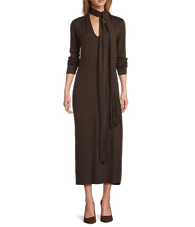 Antonio Melani Joselyn V-Neck Long Sleeve Scarf Maxi Dress