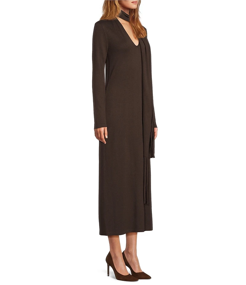 Antonio Melani Joselyn V-Neck Long Sleeve Scarf Maxi Dress