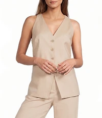 Antonio Melani Josie V-Neck Sleeveless Button Front Vest