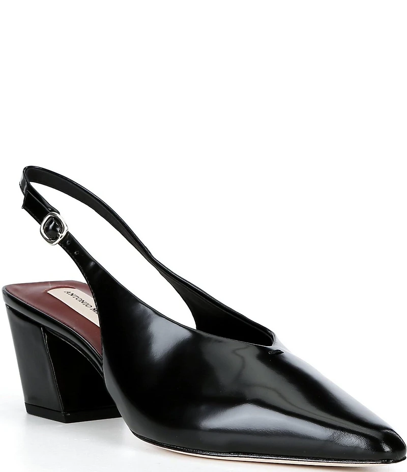 Antonio Melani Joss Leather Slingback Block Heel Pumps