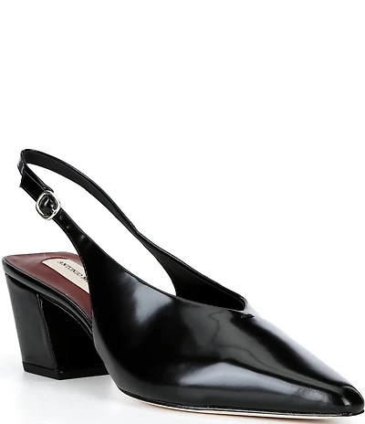 Antonio Melani Joss Leather Slingback Block Heel Pumps