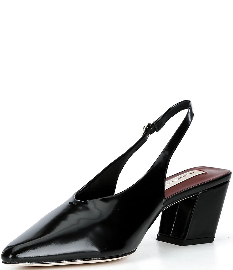Antonio Melani Joss Leather Slingback Block Heel Pumps