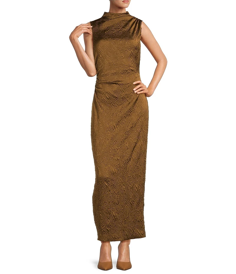 Antonio Melani Julia Textured Novelty Mock Neck Sleeveless Maxi Dress