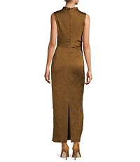 Antonio Melani Julia Textured Novelty Mock Neck Sleeveless Maxi Dress