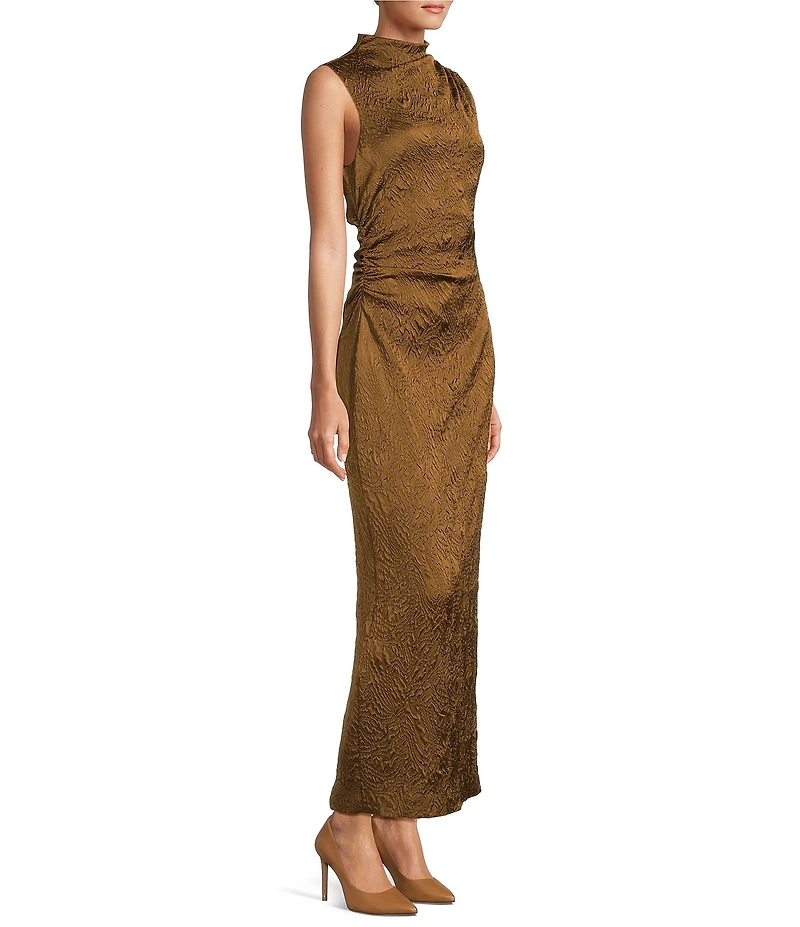 Antonio Melani Julia Textured Novelty Mock Neck Sleeveless Maxi Dress