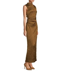 Antonio Melani Julia Textured Novelty Mock Neck Sleeveless Maxi Dress