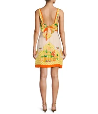 Antonio Melani Kacey Fruit Printed Linen V-Neck Sleeveless A-Line Dress