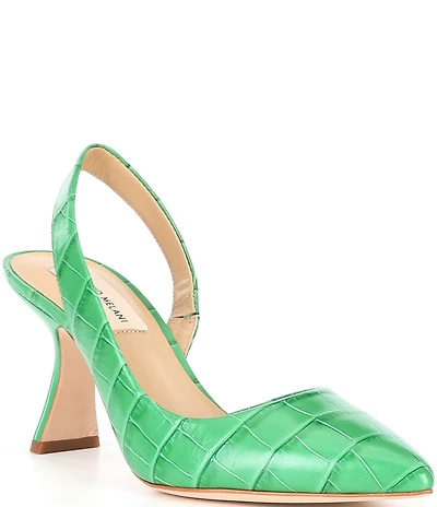 Antonio Melani Kacy Slingback Crocodile Embossed Leather Pumps