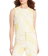 Antonio Melani Kai Embroidery Round Neck Sleeveless Blouse