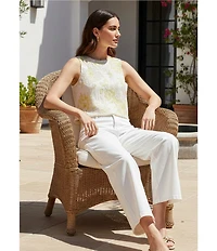 Antonio Melani Kai Embroidery Round Neck Sleeveless Blouse