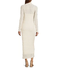 Antonio Melani Katelyn Long Sleeve Turtleneck Puckered Jacquard Midi Dress