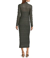 Antonio Melani Katelyn Long Sleeve Turtleneck Puckered Jacquard Midi Dress