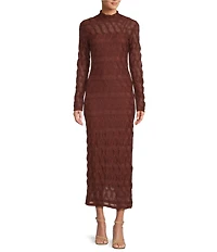 Antonio Melani Katelyn Long Sleeve Turtleneck Puckered Jacquard Midi Dress